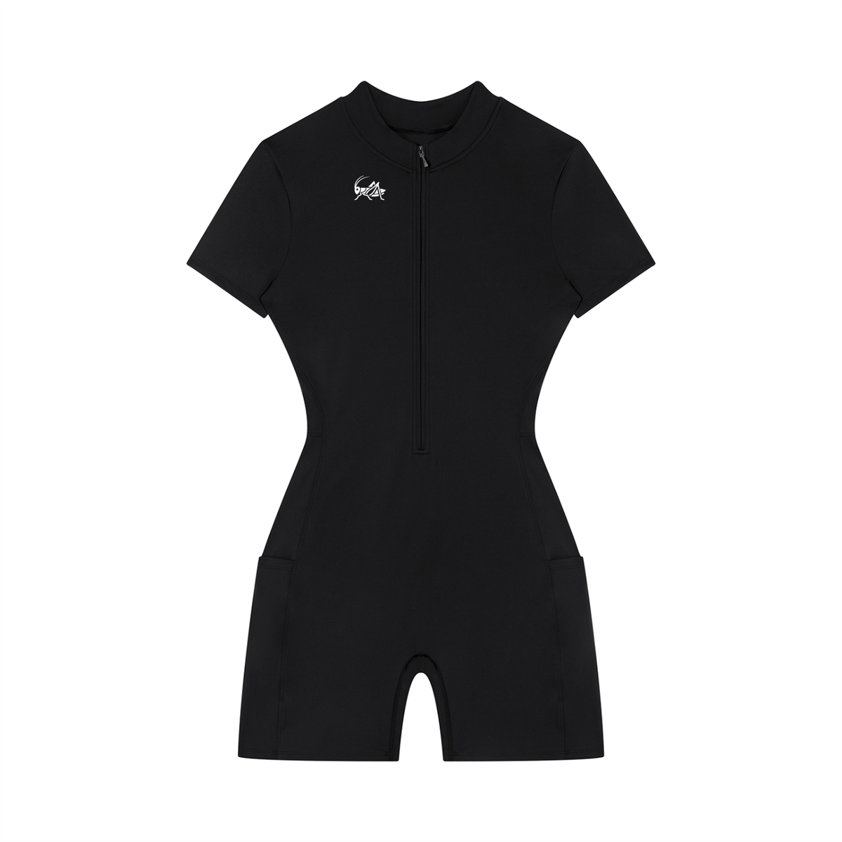 Adrienn Women's Quarter-Zip Short Sleeve Romper