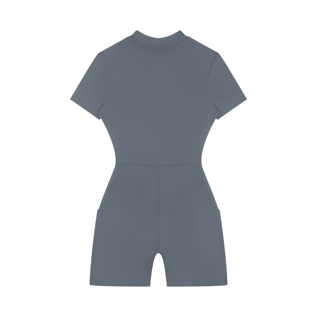 Adrienn Women's Quarter-Zip Short Sleeve Romper