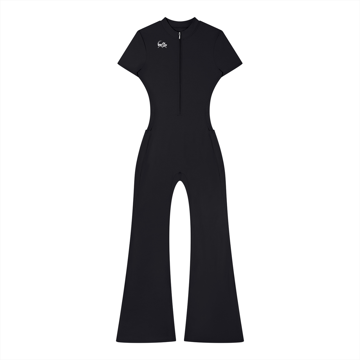 Adrienn Women’s Tight Flared Leg Quarter-Zip Jumpsuit