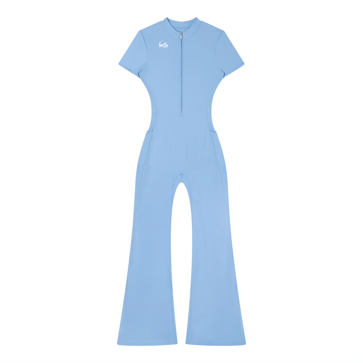 Adrienn Women’s Tight Flared Leg Quarter-Zip Jumpsuit