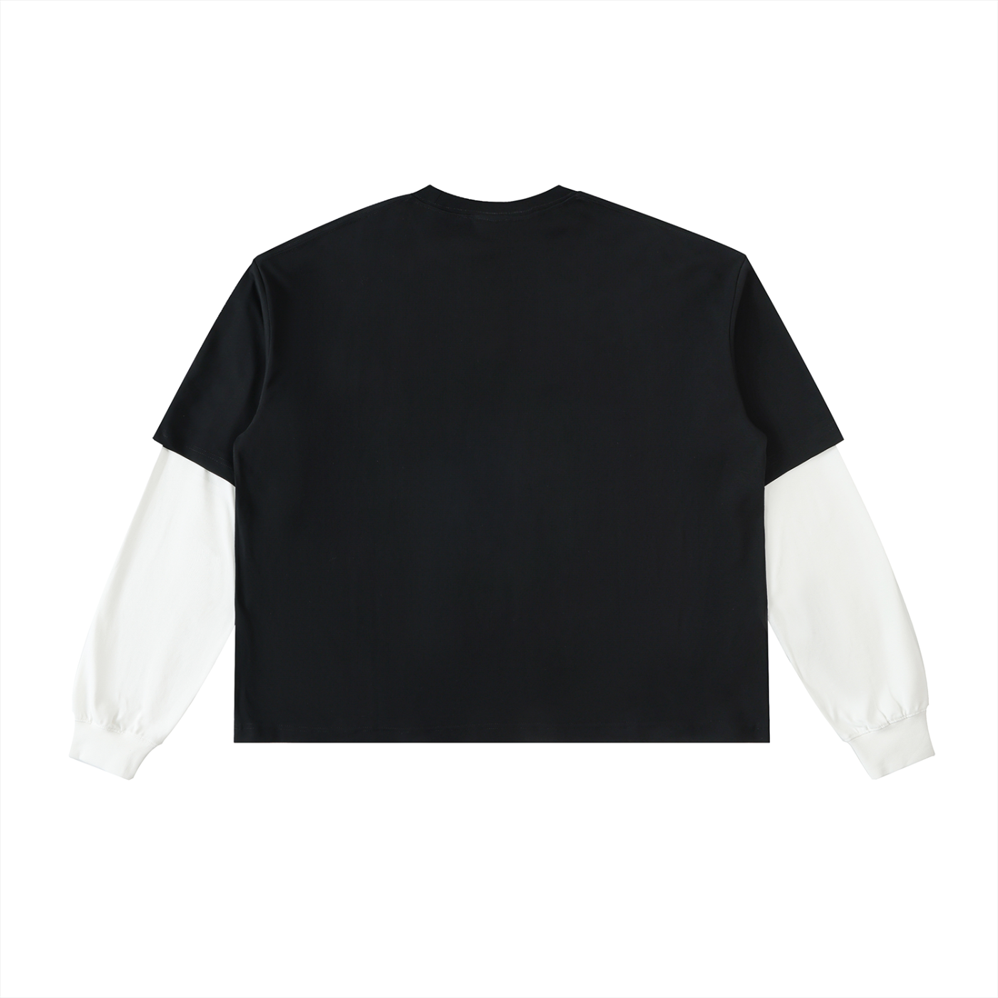 Adrienn Layered Contrast Sleeve Cotton T-Shirt