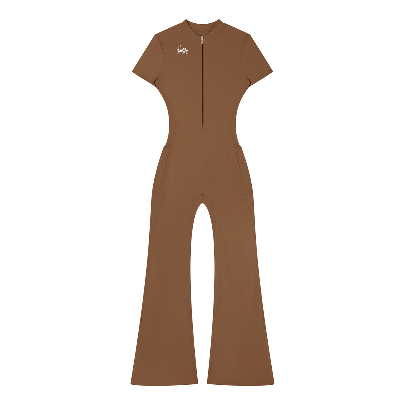 Adrienn Women’s Tight Flared Leg Quarter-Zip Jumpsuit