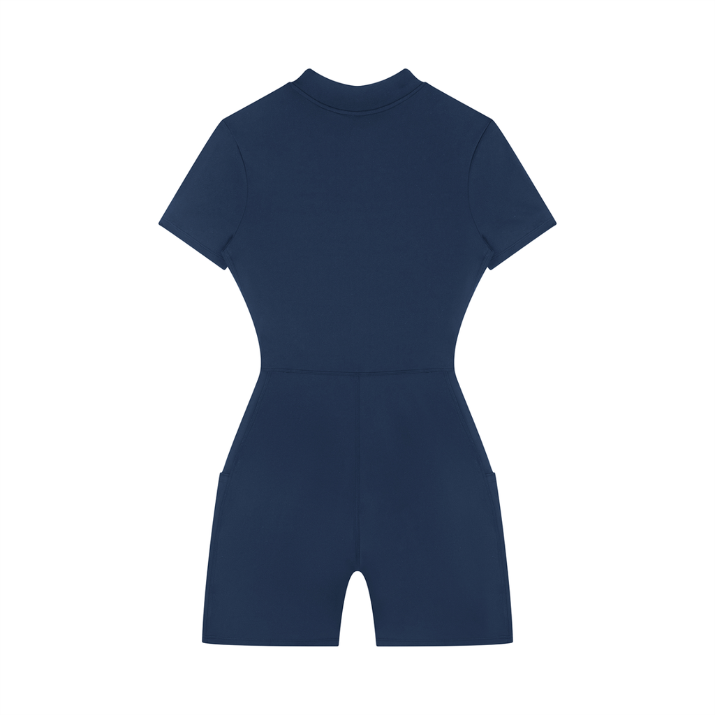 Adrienn Women's Quarter-Zip Short Sleeve Romper