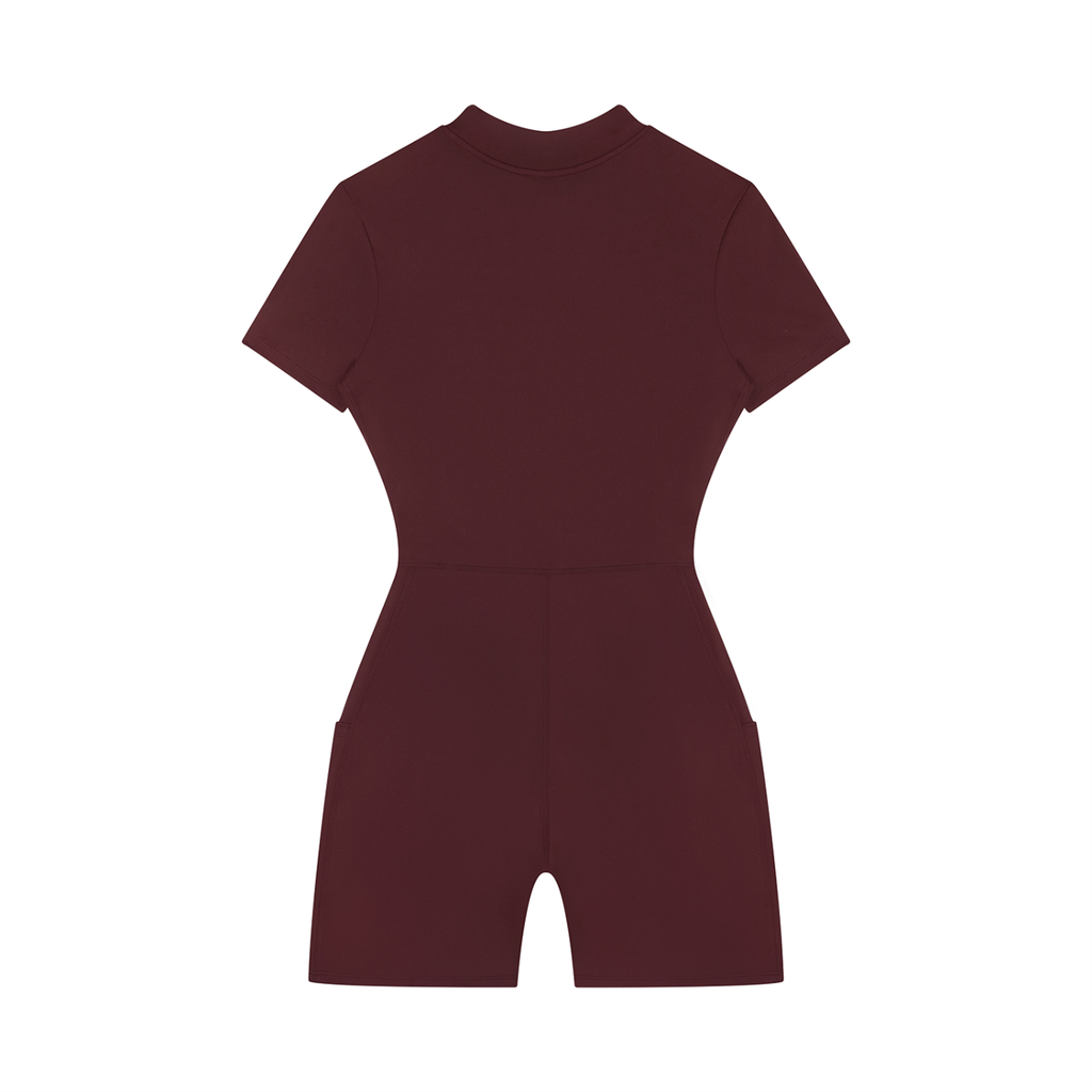 Adrienn Women's Quarter-Zip Short Sleeve Romper