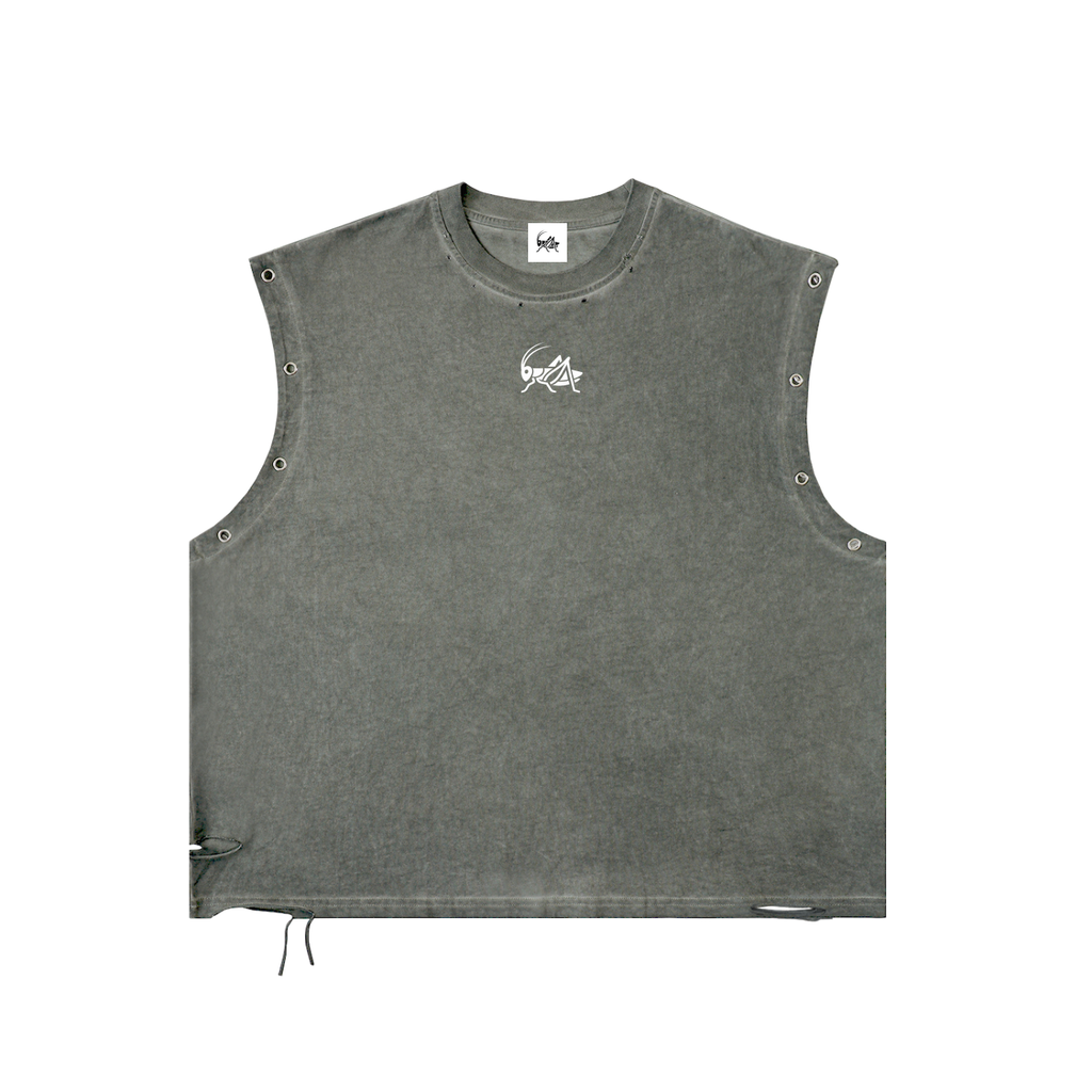 Adrienn Distressed Grommet Eyelet Tank Top