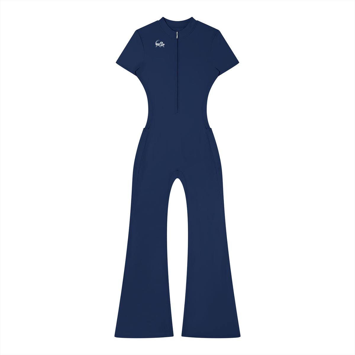 Adrienn Women’s Tight Flared Leg Quarter-Zip Jumpsuit