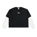 Adrienn Layered Contrast Sleeve Cotton T-Shirt
