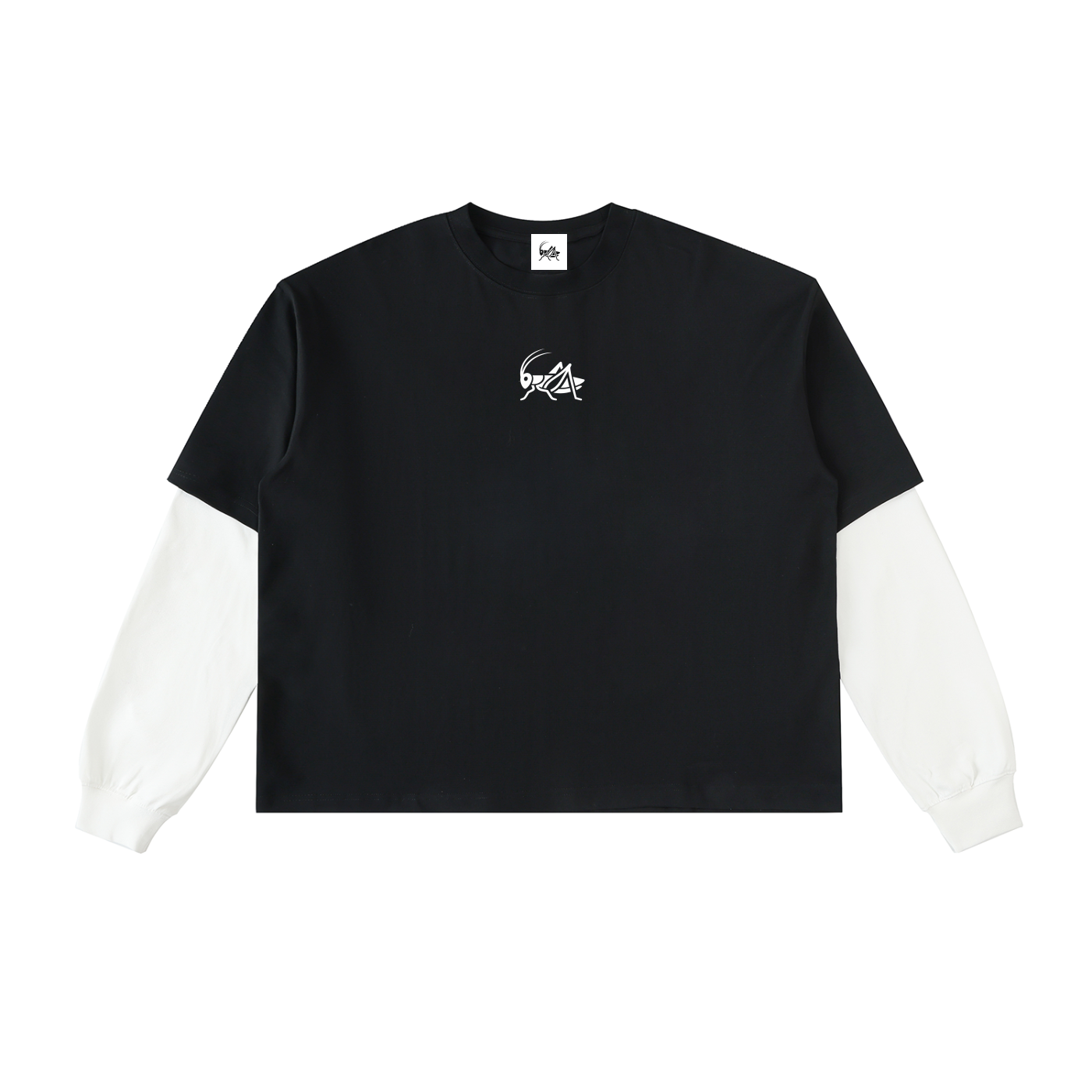Adrienn Layered Contrast Sleeve Cotton T-Shirt