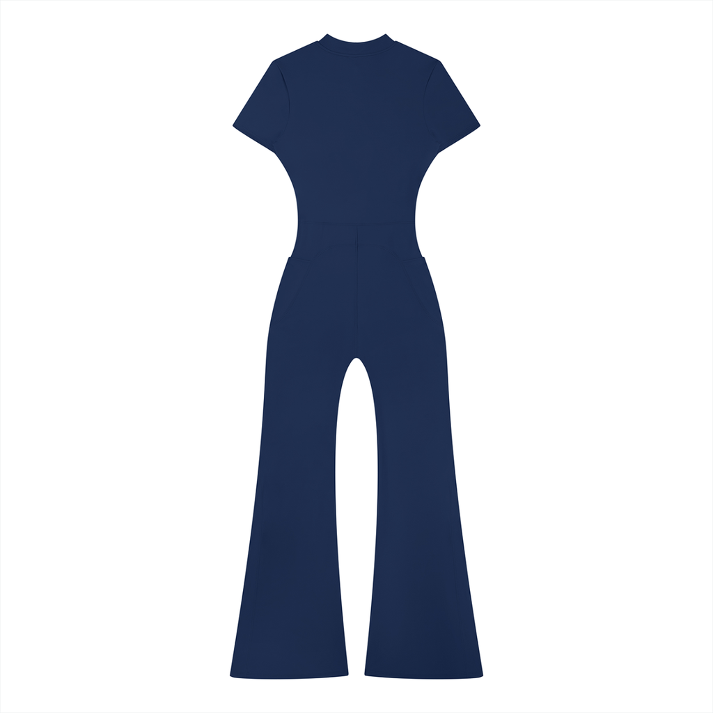 Adrienn Women’s Tight Flared Leg Quarter-Zip Jumpsuit