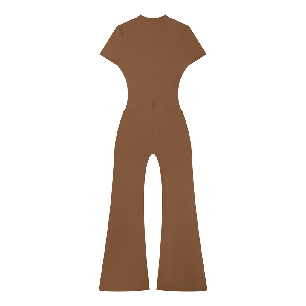 Adrienn Women’s Tight Flared Leg Quarter-Zip Jumpsuit