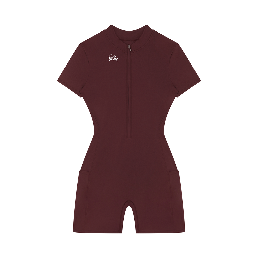 Adrienn Women's Quarter-Zip Short Sleeve Romper