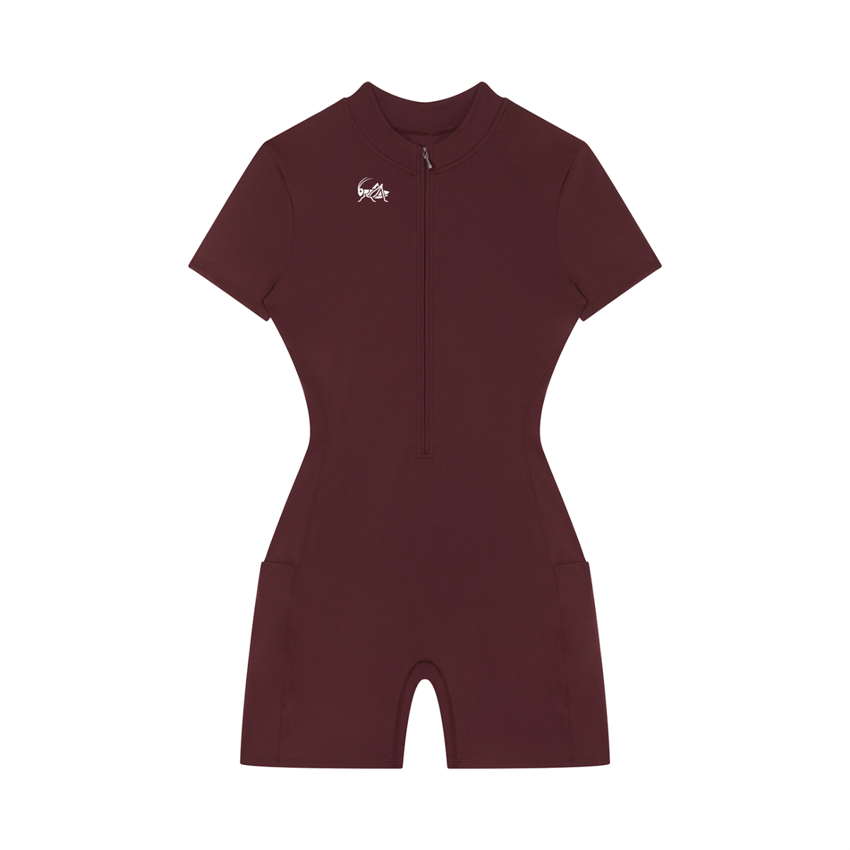 Adrienn Women's Quarter-Zip Short Sleeve Romper